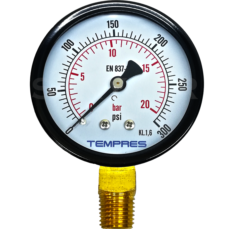 Manómetro TEMPRES Standard Ø (DN) 2,5" Conexión 1/4" NPT M, Inferior en Bronce