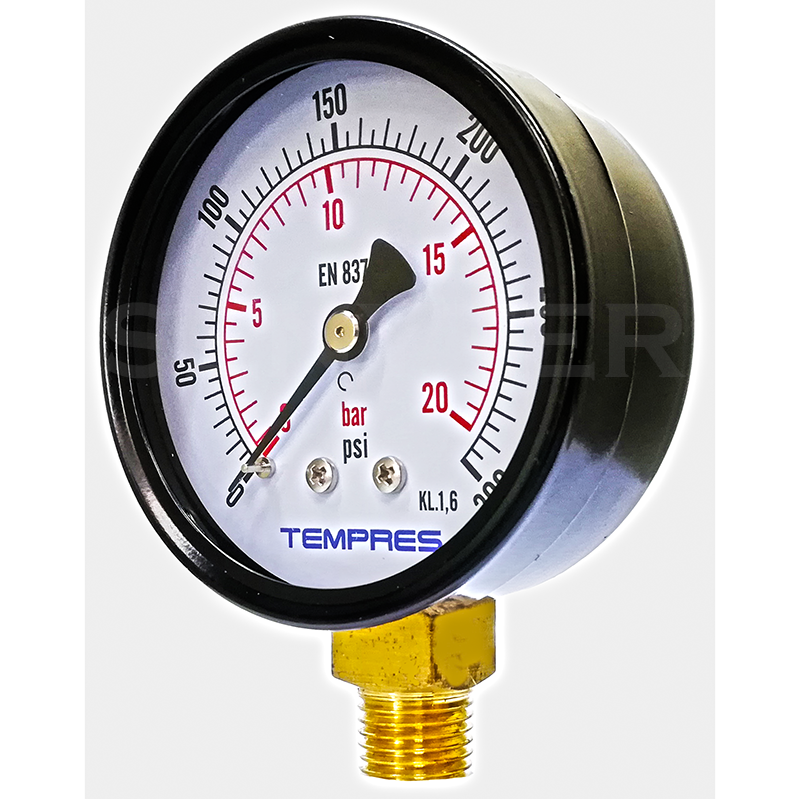 Manómetro TEMPRES Standard Ø (DN) 2,5" Conexión 1/4" NPT M, Inferior en Bronce - Imagen 2