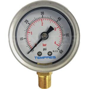 Manómetro TEMPRES Inox. Bronce Diámetro 1,5" Conexión Inferior