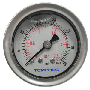 Manómetro TEMPRES Full Inox DN 1.5" Conexión 1/8" NPT M, Posterior en SS316