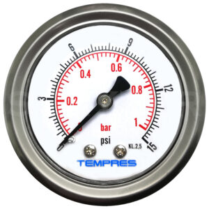 Manómetro TEMPRES Full Inox DN 2.0" Conexión 1/4" NPT M, Posterior en SS316
