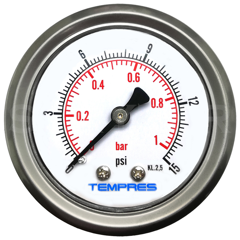 Manómetro TEMPRES Full Inox DN 2.0" Conexión 1/4" NPT M, Posterior en SS316