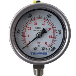 Manómetro TEMPRES Full Inox DN 2,5" Conexión 1/4" NPT M, Inferior en SS316