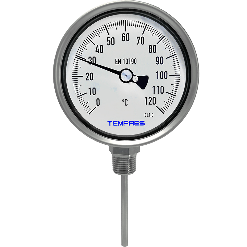 Termómetro Bimetalico DN 3" Bulbo Inferior Conexión 1/2" NPT M, Inferior en SS316 - Imagen 3